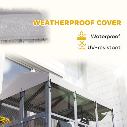 81"H Catio Outdoor with Floor to Prevent Escaping & Easy Cleaning, for 2-4 Cats Kittens, Grey