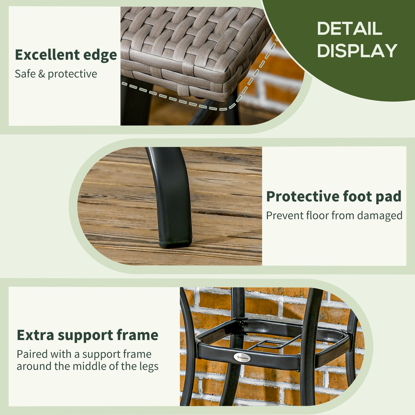 Patio Wicker Dining Table with Umbrella Hole, 34 Inch Outdoor PE Rattan Coffee Table with Plastic Board Under the Woven 