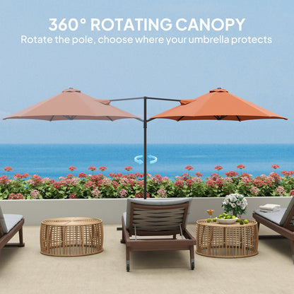 8.5FT Offset Patio Umbrella with 360° Rotation, Outdoor Cantilever Roma Parasol Hanging Sun Shade Canopy Shelter with Cr