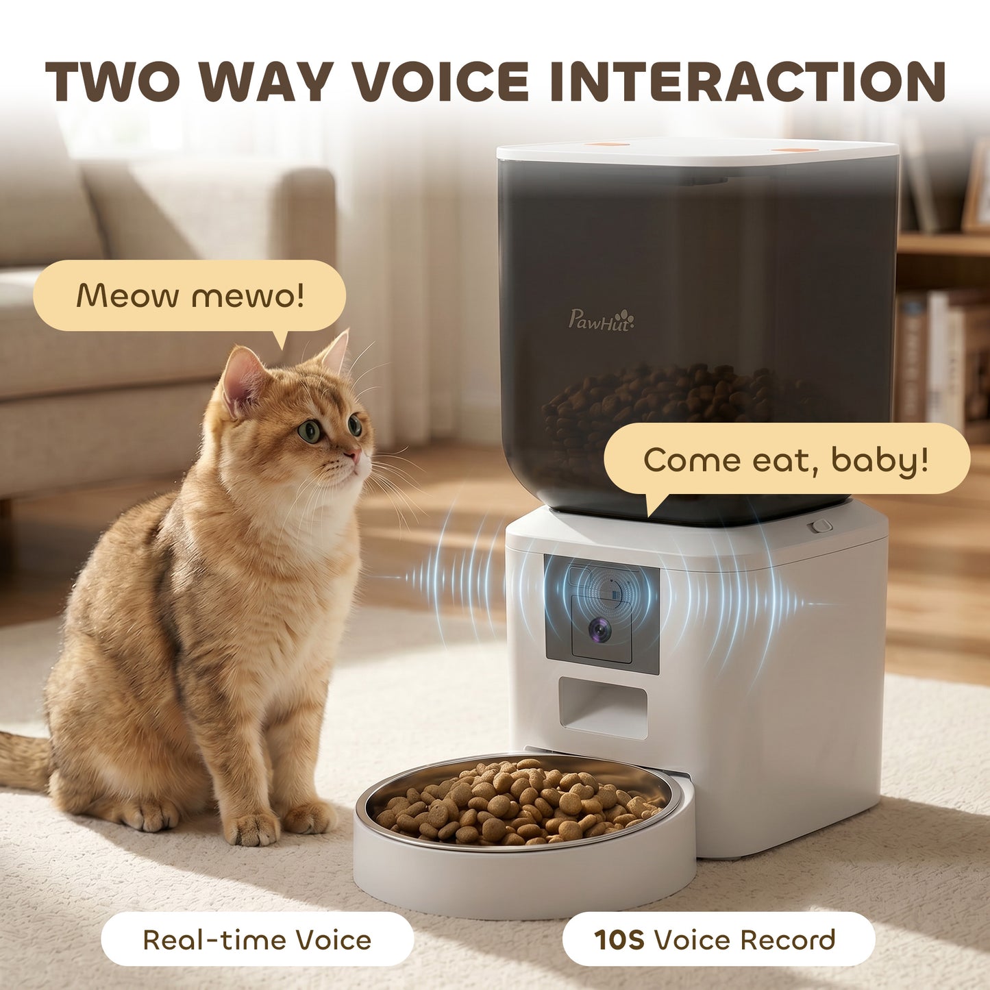 Automatic Cat Feeder with Camera, 2.4G WiFi, APP Control 8L Pet Feeder 1-10 Meals with 2-Way Audio, Dual Power Supply