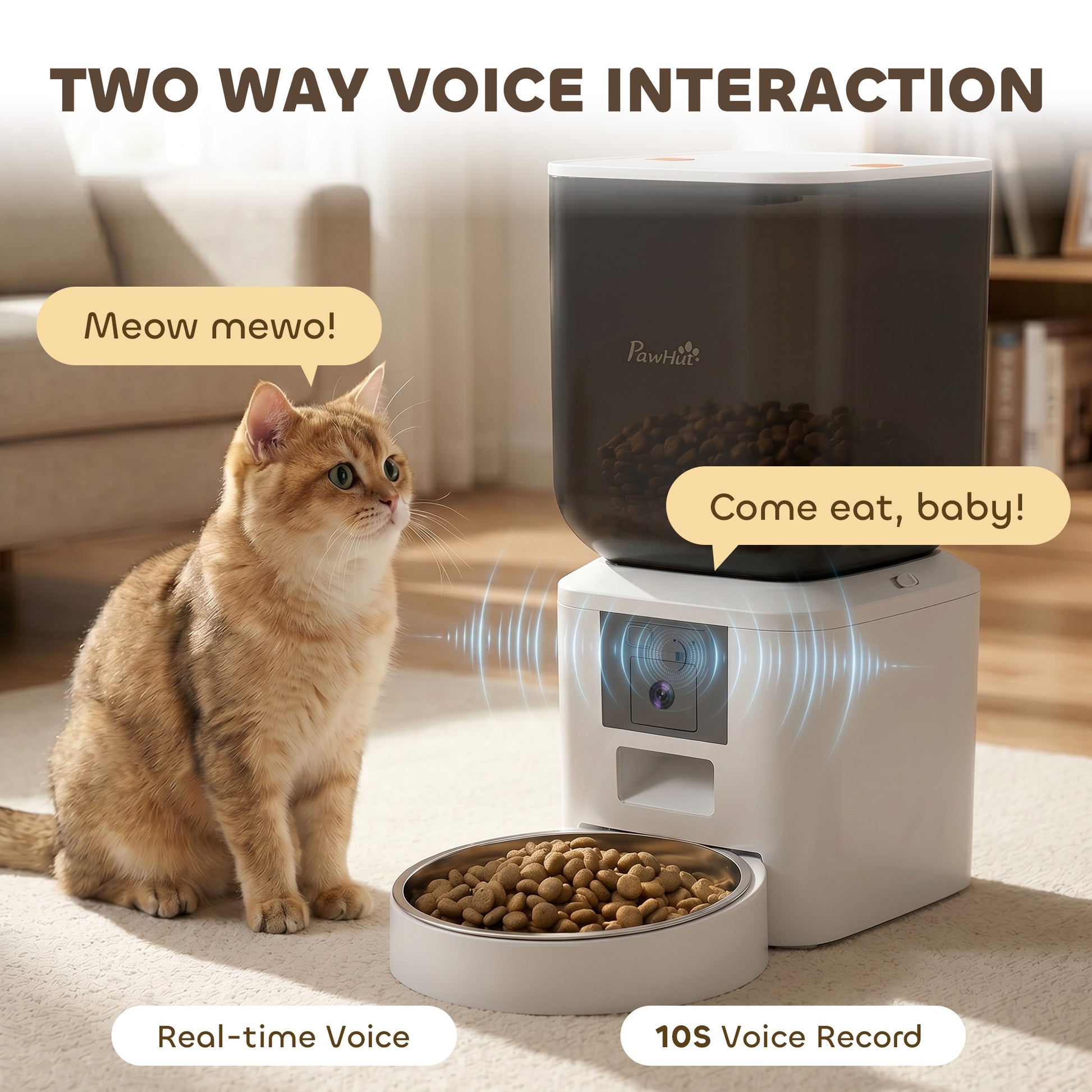 Automatic Cat Feeder with Camera, 2.4G WiFi, APP Control 8L Pet Feeder 1-10 Meals with 2-Way Audio, Dual Power Supply