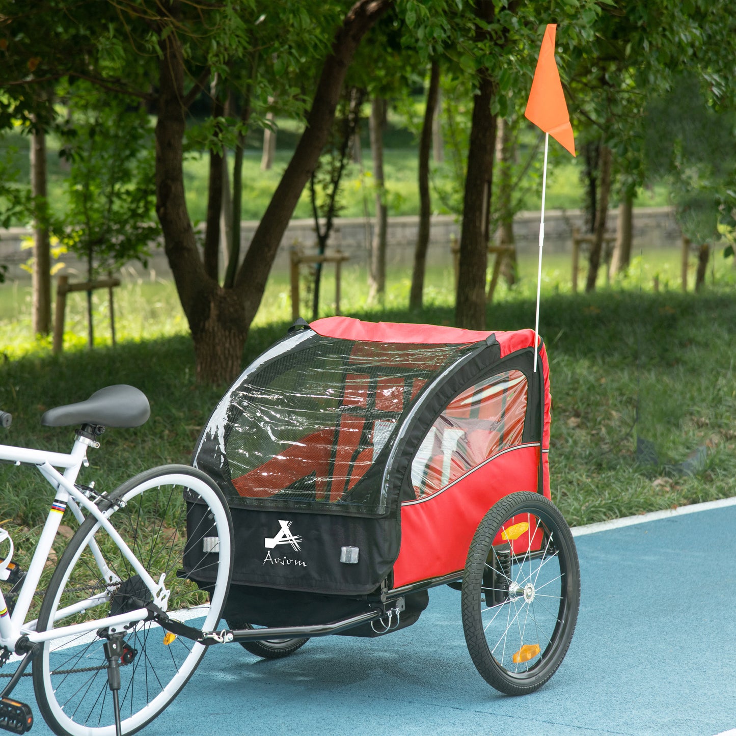 VarietyKart 2 Seat Bike Trailer for Kids, Baby Stroller with Storage Bag, 5 Point Harness, Bicycle Trailer with 20" Whee