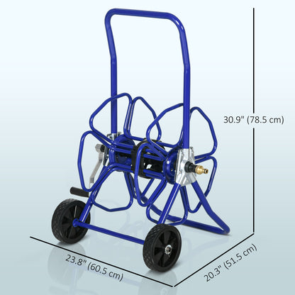 98 ft of 5/8" Hose Reel Cart (Hose Not Included), Garden Water Hose Carts with Wheels for Yard, Lawn, Blue