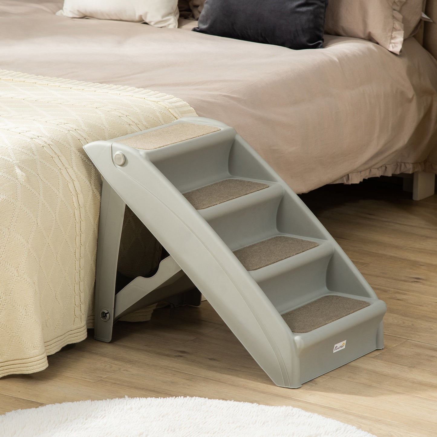 4-Level Portable Dog Stairs, Foldable Dog Steps for Small Dogs, Lightweight Cat Steps, with Nonslip Soft Mats, for High 