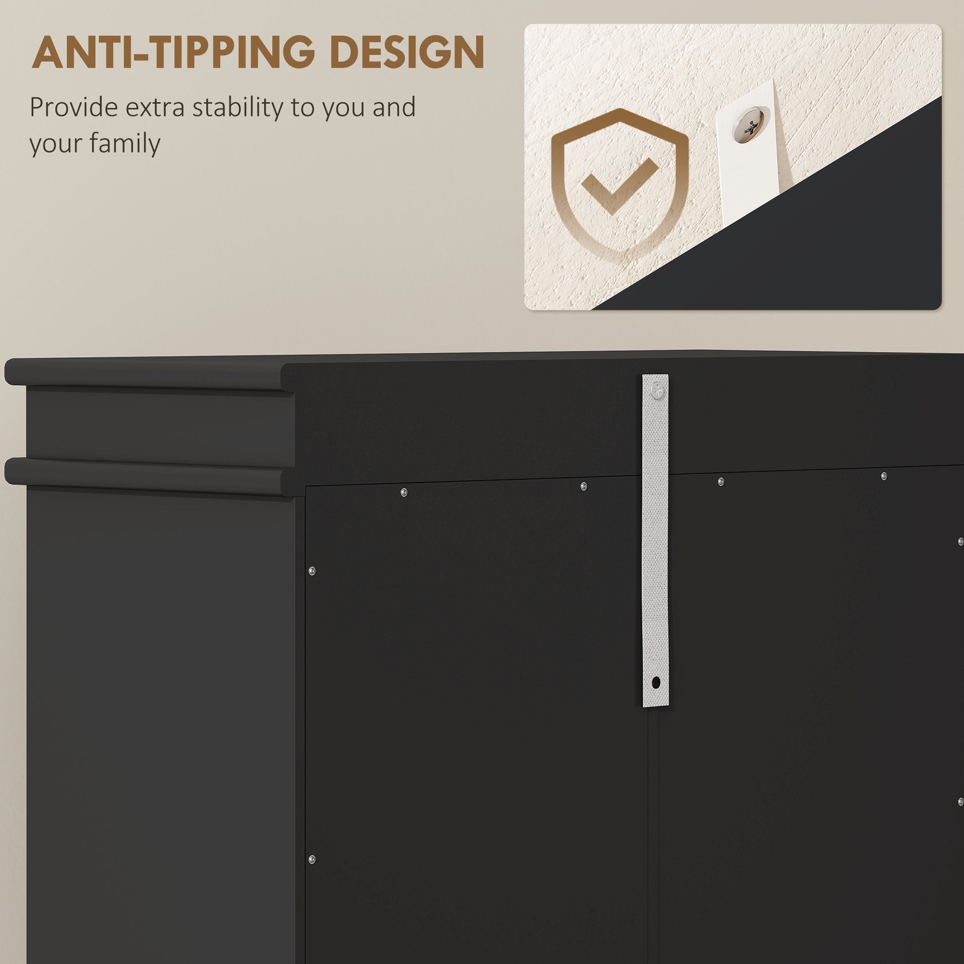 Slim Shoe Cabinet with 3 Flip Drawers and Adjustable Shelves, Narrow Shoe Cabinet for 15 Pairs of Shoes, Black