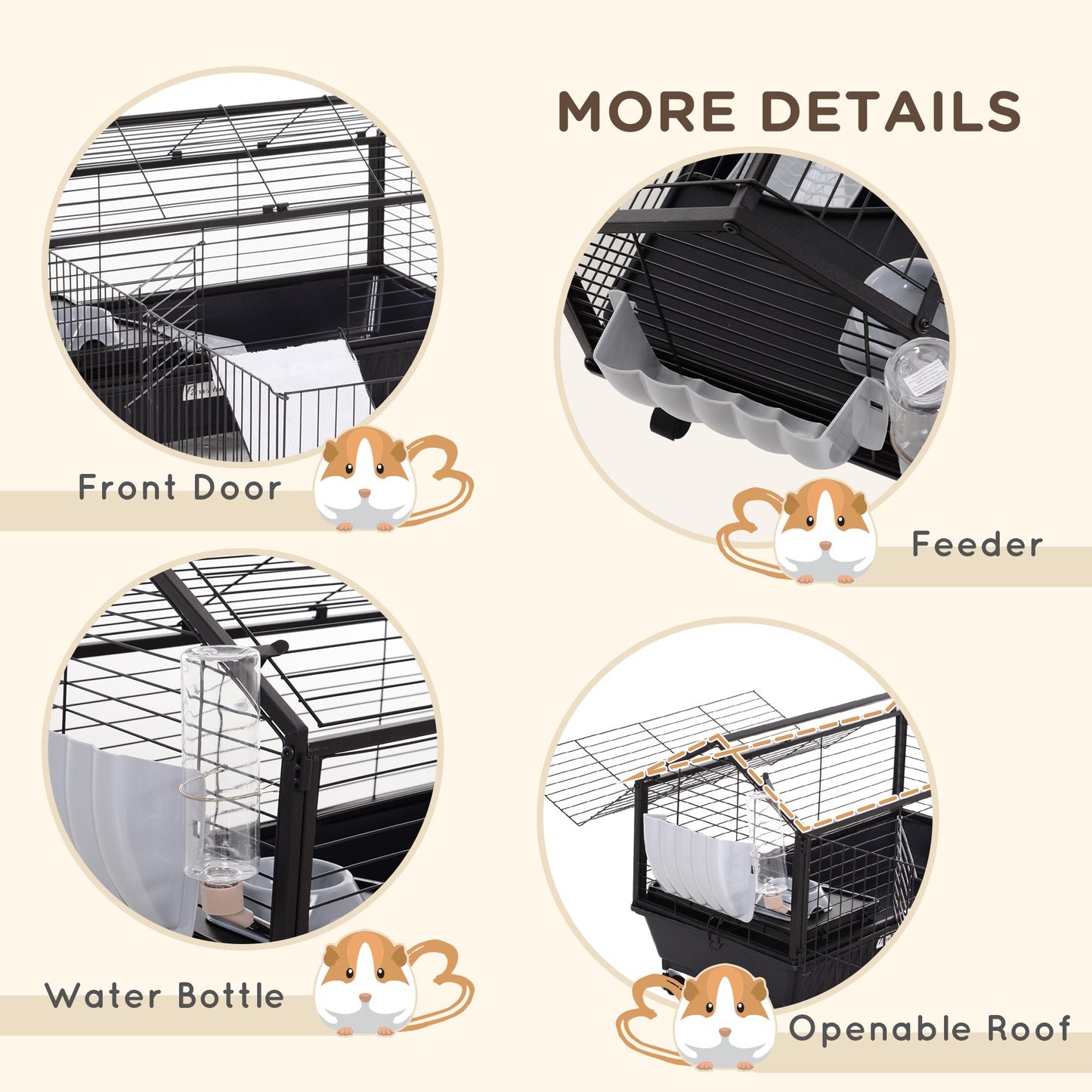 Guinea Pig Cage with Foldable Detachable Playpen, Rolling Rabbit Chinchilla Hedgehog Bunny Cage Small Animal Habitat wit