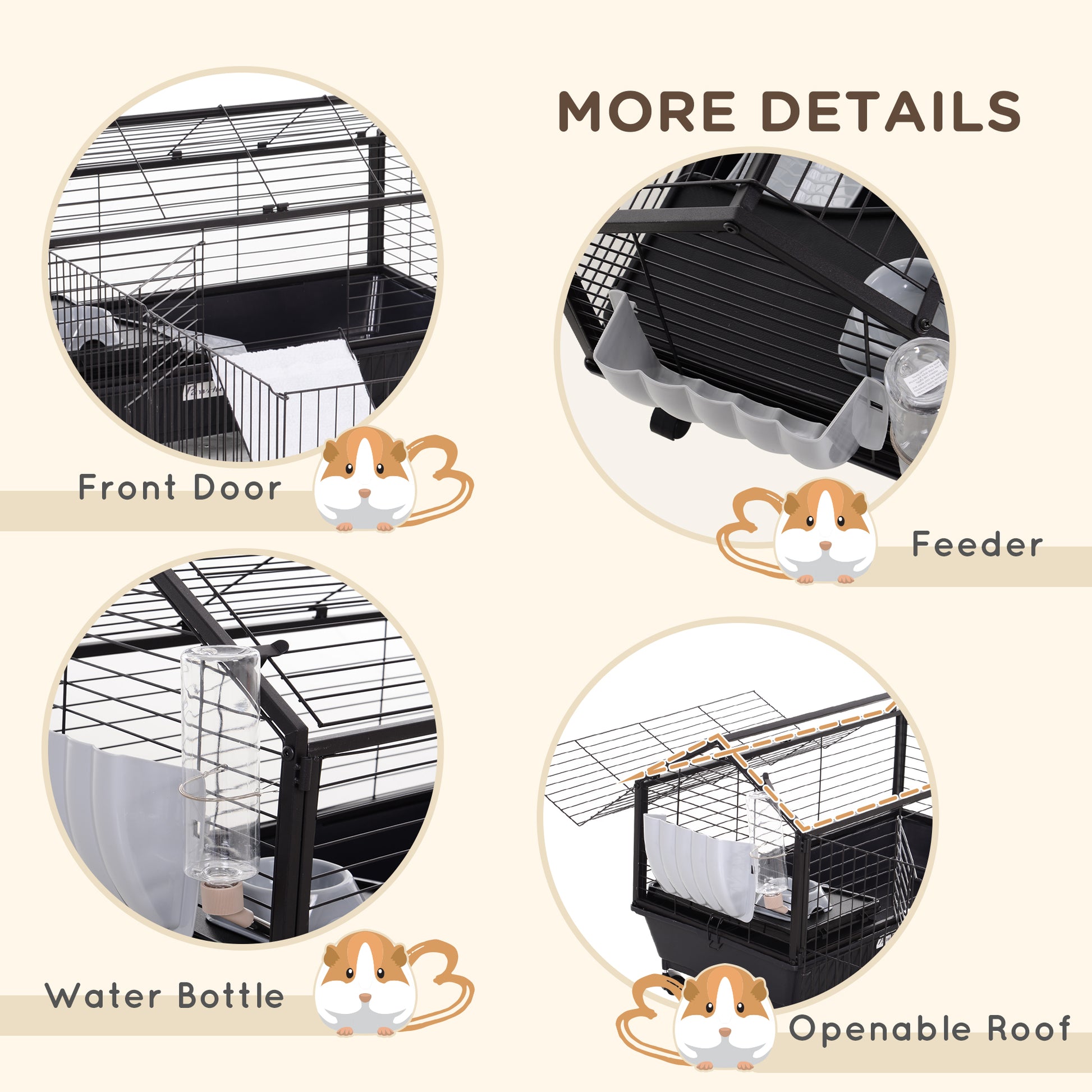Guinea Pig Cage with Foldable Detachable Playpen, Rolling Rabbit Chinchilla Hedgehog Bunny Cage Small Animal Habitat wit