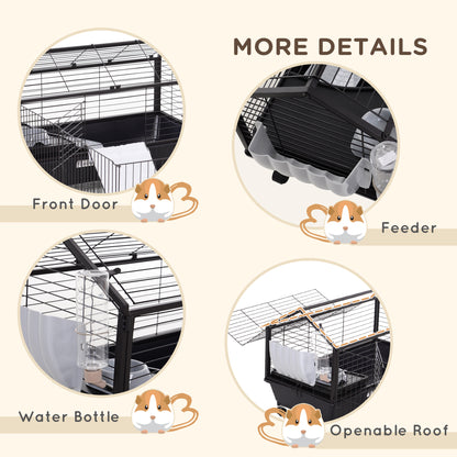 Guinea Pig Cage with Foldable Detachable Playpen, Rolling Rabbit Chinchilla Hedgehog Bunny Cage Small Animal Habitat wit