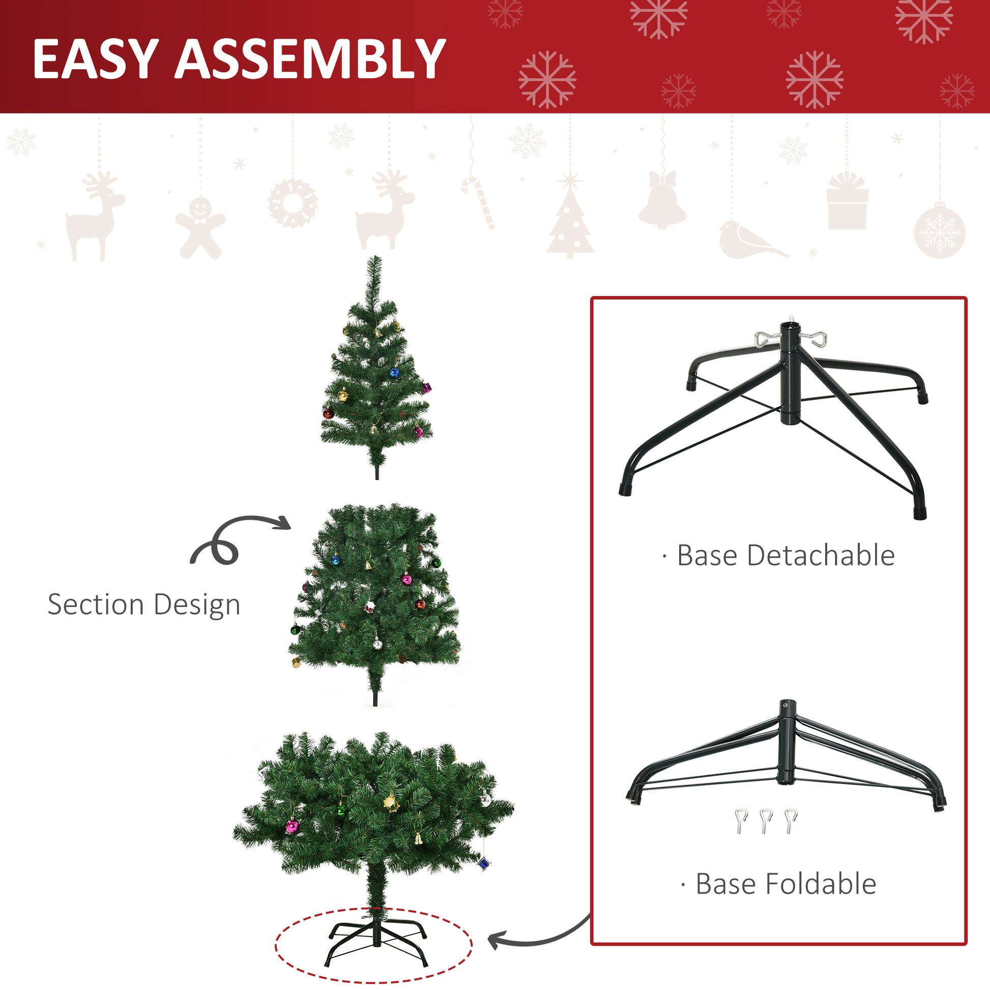 6ft Green Christmas Tree Artificial Xmas Holidays Party with Decoration Ornament