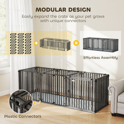 83 Inch Heavy Duty Dog Crate, Extra Large Metal Dog Cage Kennel with Mat for Large Breeds, Modular Puppy Playpen