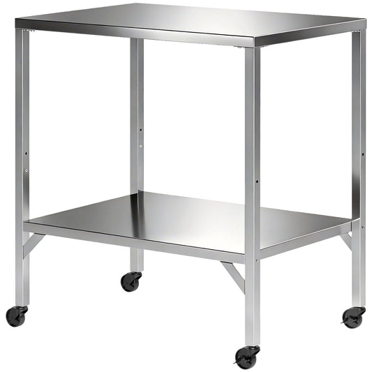 Outdoor Grill Cart with Stainless Steel Tabletop, Pizza Oven Stand with Shelf, Lockable Wheels, Rolling BBQ Table