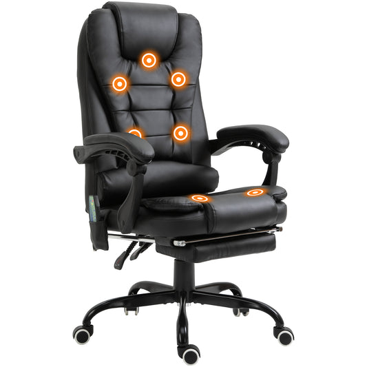 Reclining Office Chair with Footrest, Vibrating Massage, Adjustable Height, Perfect Office, Black