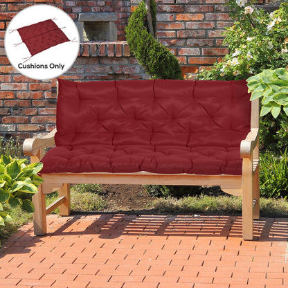 2 Seater Garden Bench Cushion, Soft Thick Outdoor Non-Slip 2 Seater Soft Pad With Backrest for Garden Patio, 47" x 43" x