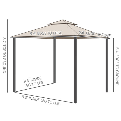 10' x 10' Patio Gazebo Pavilion, 2-Tier Roof Canopy Outdoor Event Party Tent with Steel Frame for Garden, Yard and Sun S