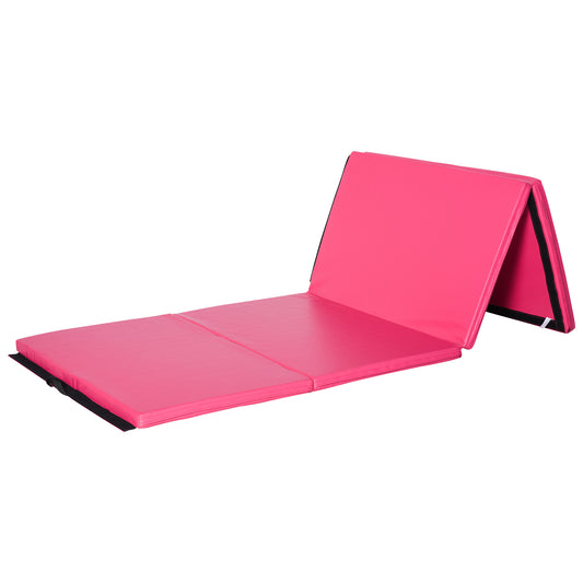Soozier 4'x10'x2'' Folding Gymnastics Tumbling Mat, Exercise Mat with Carrying Handles for Yoga, MMA, Martial Arts, Pink