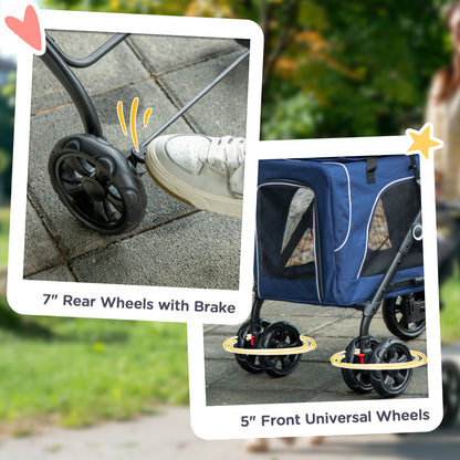 3-in-1 Double Pet Stroller for Small Miniature Dogs Cats with Removable Carrier, Foldable Travel Carrier Bag, Car Seat, 