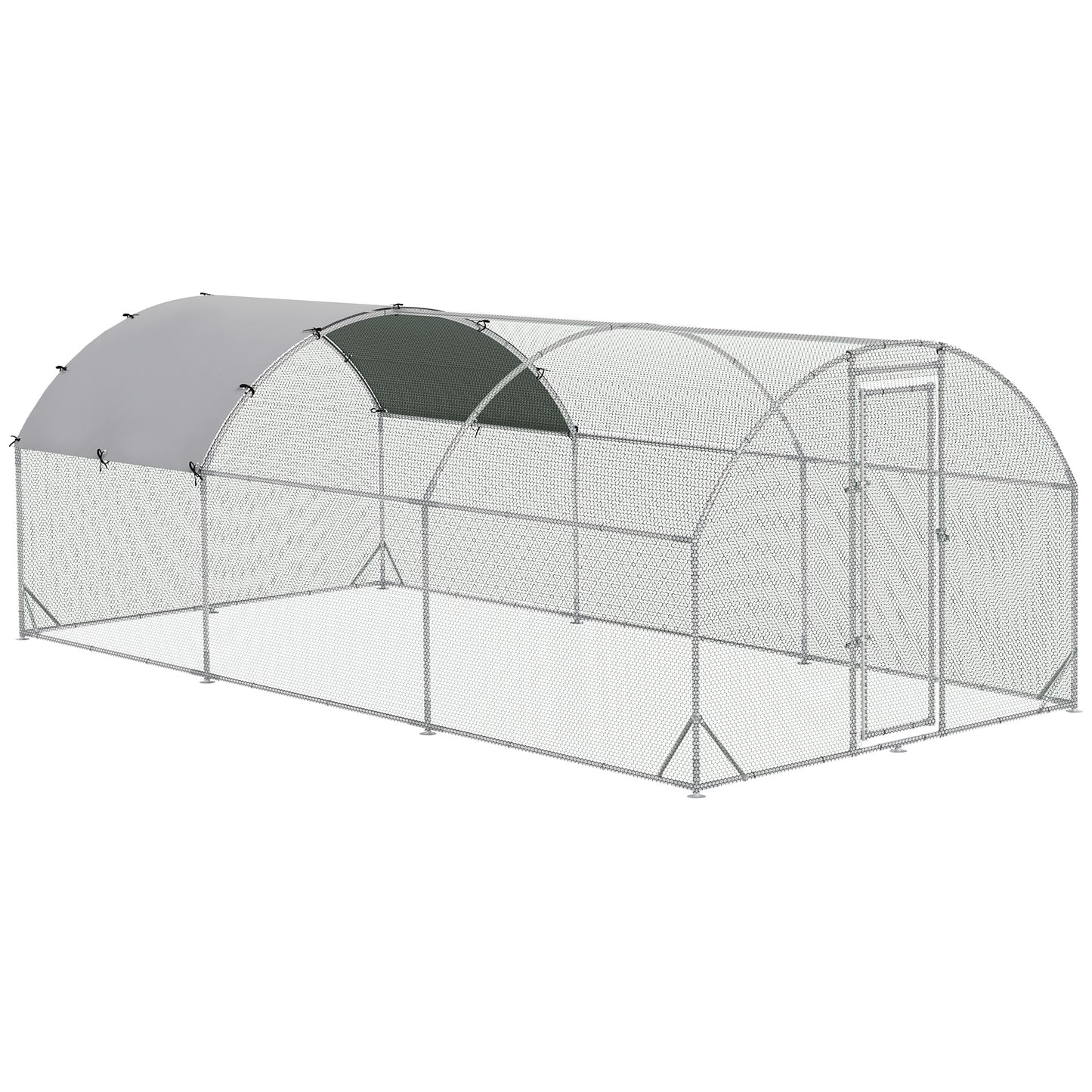 Galvanized Large Metal Chicken Coop Cage Walk-in Enclosure Poultry Hen Run House Playpen Rabbit Hutch with Cover for Out