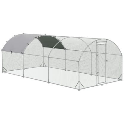 Galvanized Large Metal Chicken Coop Cage Walk-in Enclosure Poultry Hen Run House Playpen Rabbit Hutch with Cover for Out