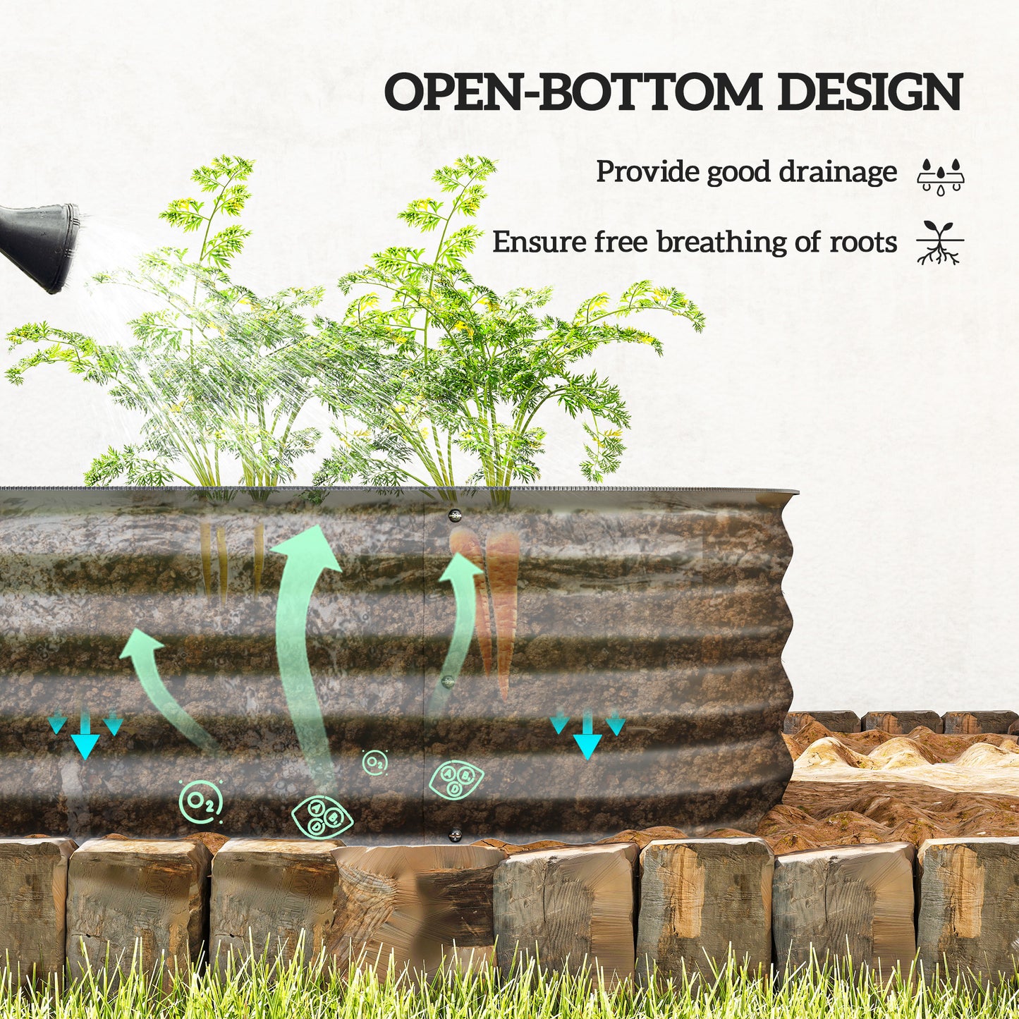 6.4 x 2 x 1ft Galvanized Raised Garden Bed Kit, Metal Planter Box with Safety Edging, Dark Grey