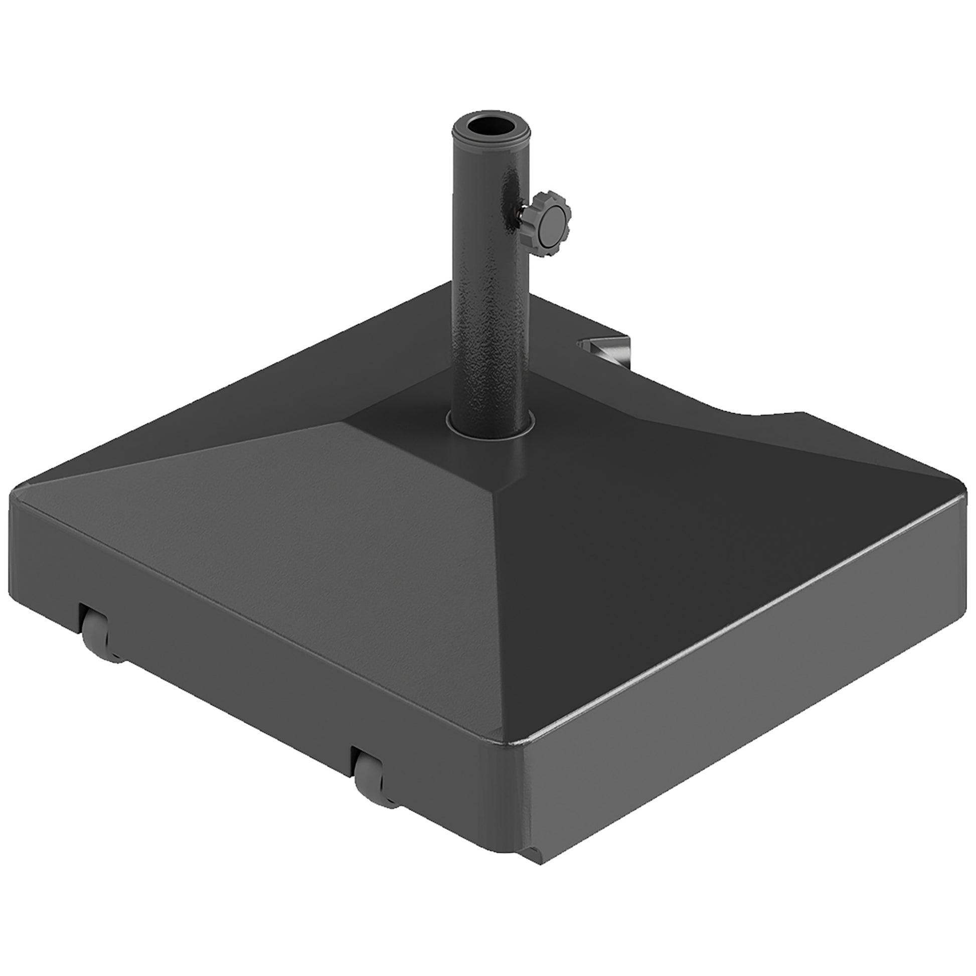 Plastic Square Patio Umbrella Base with Wheels Handle, Heavy Duty Outdoor Umbrella Stand Base, Filled Up to 73lb with St