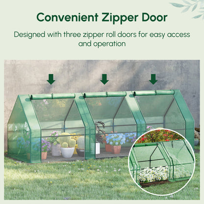 9' x 3' x 3' Portable Mini Greenhouse Tunnel Growing Tent Plants Flower Warm House w/ Zippered Roll-up Doors, PE Cover, 