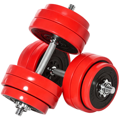 Soozier 66lbs 2-In-1 Dumbbell & Barbell Adjustable Set Strength Muscle Exercise Fitness Plate Bar Clamp Rod Home Gym Spo
