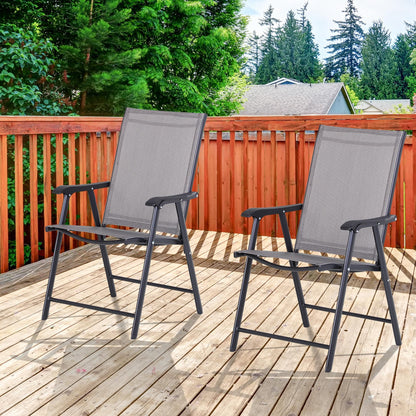 2-Piece Folding Dining Chair Set for Relaxing on Patio, Balcony, or Garden, Comfortable Outdoor Furniture with Armrests,