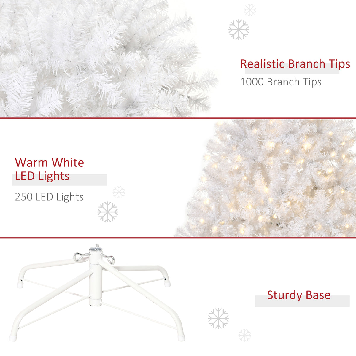 6FT Prelit Artificial Christmas Tree Warm White LED Light Holiday Home Xmas Decoration with Automatic Open, White