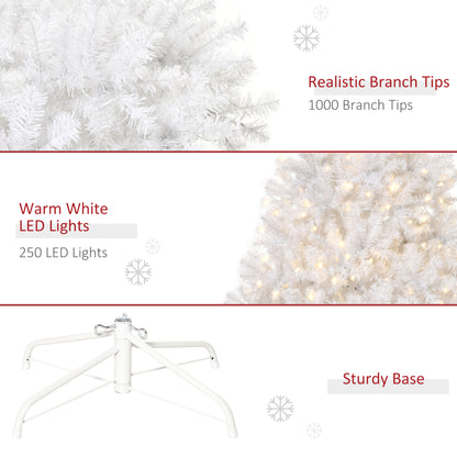 6FT Prelit Artificial Christmas Tree Warm White LED Light Holiday Home Xmas Decoration with Automatic Open, White