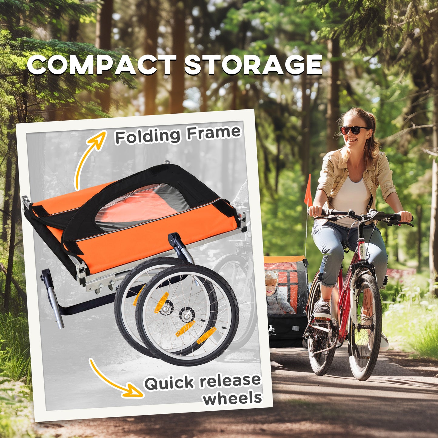 VarietyKart 2-Seat Child Bike Trailer for Kids with a Strong Steel Frame, 5-Point Safety Harnesses, & Comfortable Seat, 