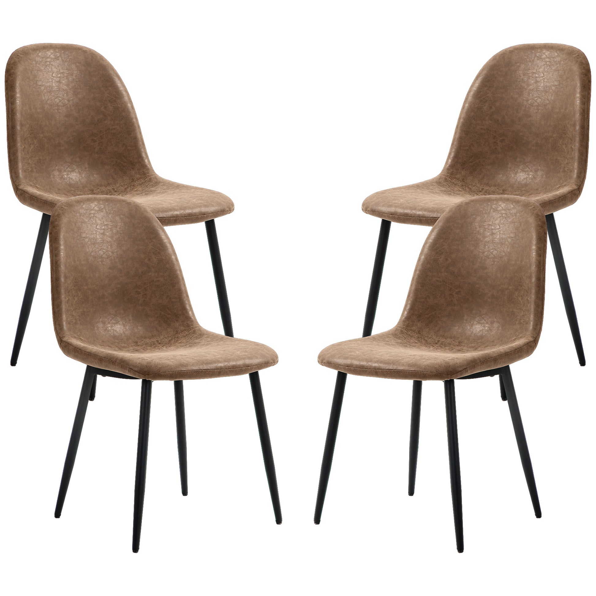 Retro Dining Table Chairs Set of 4, PU Leather Upholstered Kitchen Table Chairs for Living Room, Bedroom