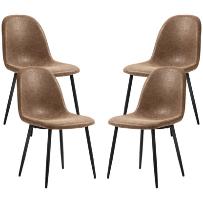 Retro Dining Table Chairs Set of 4, PU Leather Upholstered Kitchen Table Chairs for Living Room, Bedroom