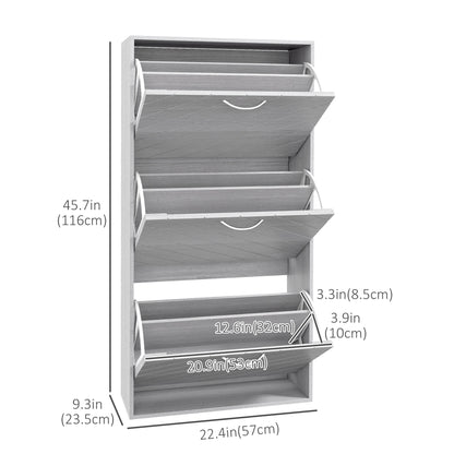 Shoe Storage Cabinet with 3 Flip Drawers, Narrow and Slim, 12 Pair of Shoes Organizer for Hallway, Entryway