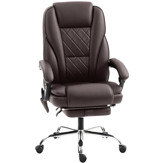 Massage Office Chair, Reclining Computer Chair with Adjustable Height and Footrest, Dark Brown