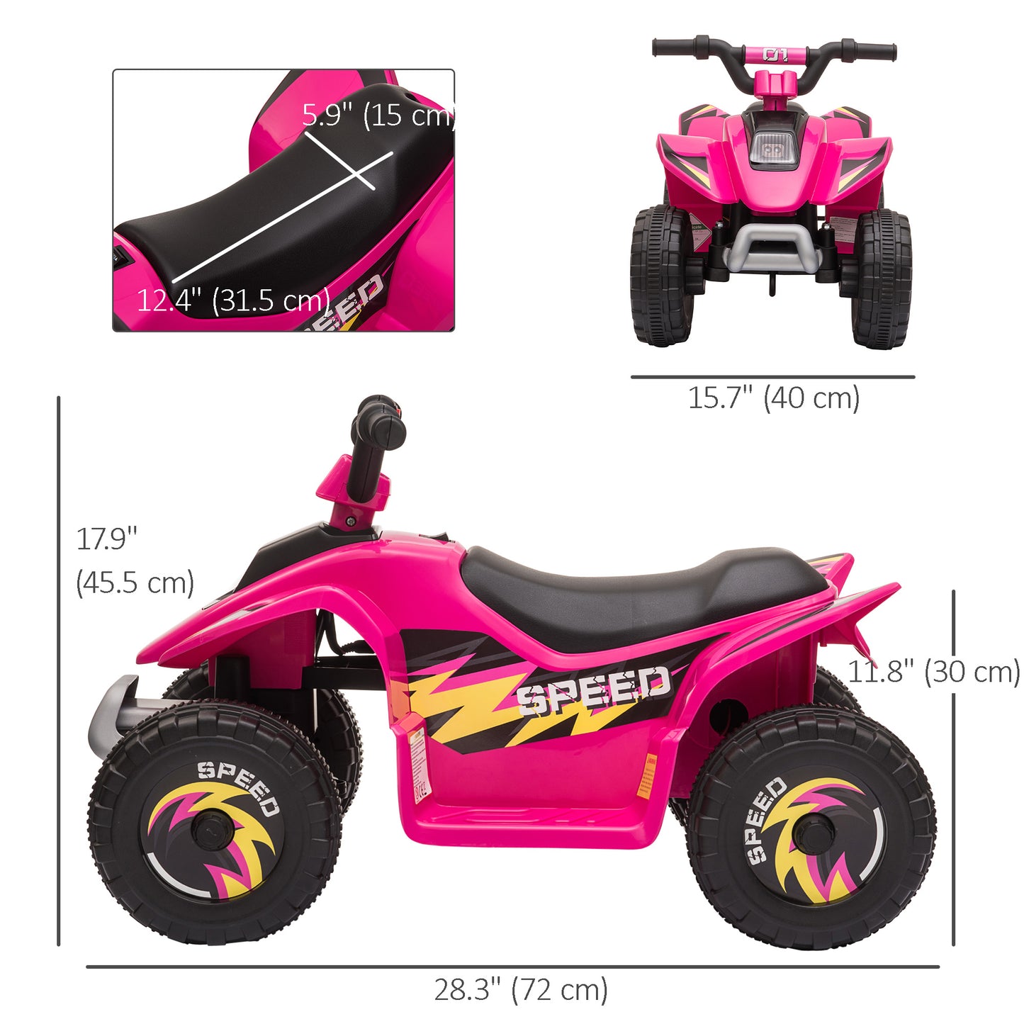 VarietyKart Kids Ride on ATV, 6V Battery Powered Quad Car with Forward, Reverse Switch, for Boys Girls 18-36 Months, Pin