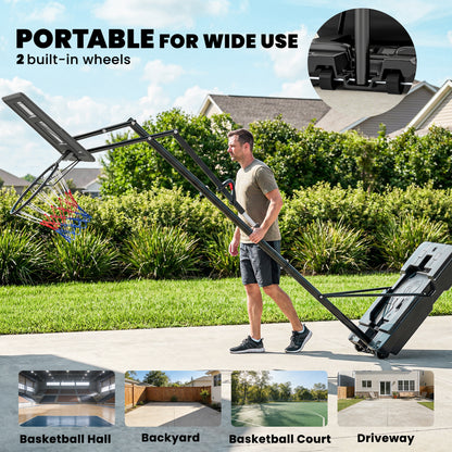 Soozier Basketball Hoop, 7.7 FT to 10 FT Adjustable, Portable Basketball Goal with 43'' Shatterproof Backboard,Fillable 