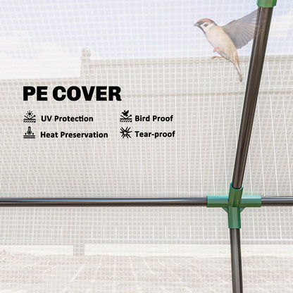 Portable Mini Tunnel Greenhouse Garden Warm House with 2 Windows Steel Frame PE Cover, 47" x 24" x 24", White