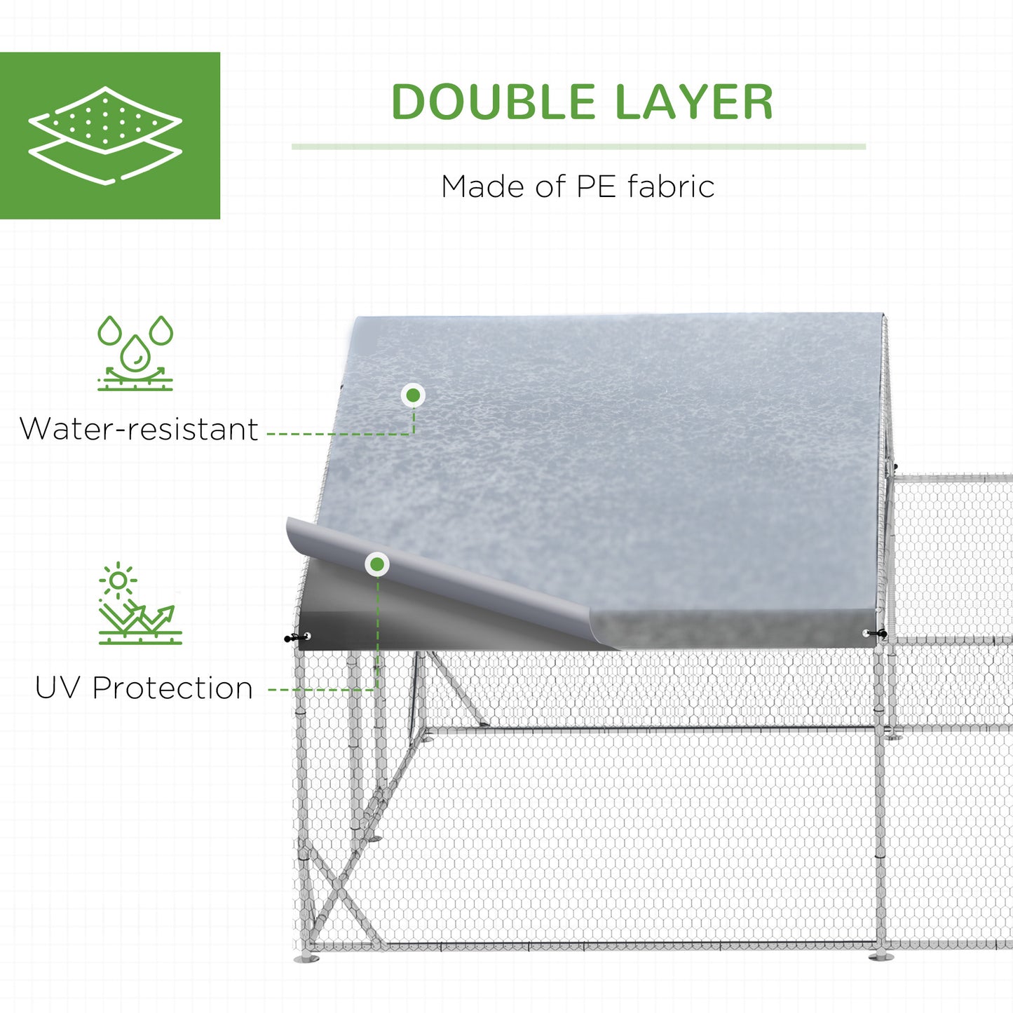 Large Metal Chicken Coop, Hen Run House with Anti-Ultraviolet Cover, Walk-in Poultry Cage for Ducks, Rabbits, Outdoor Ba