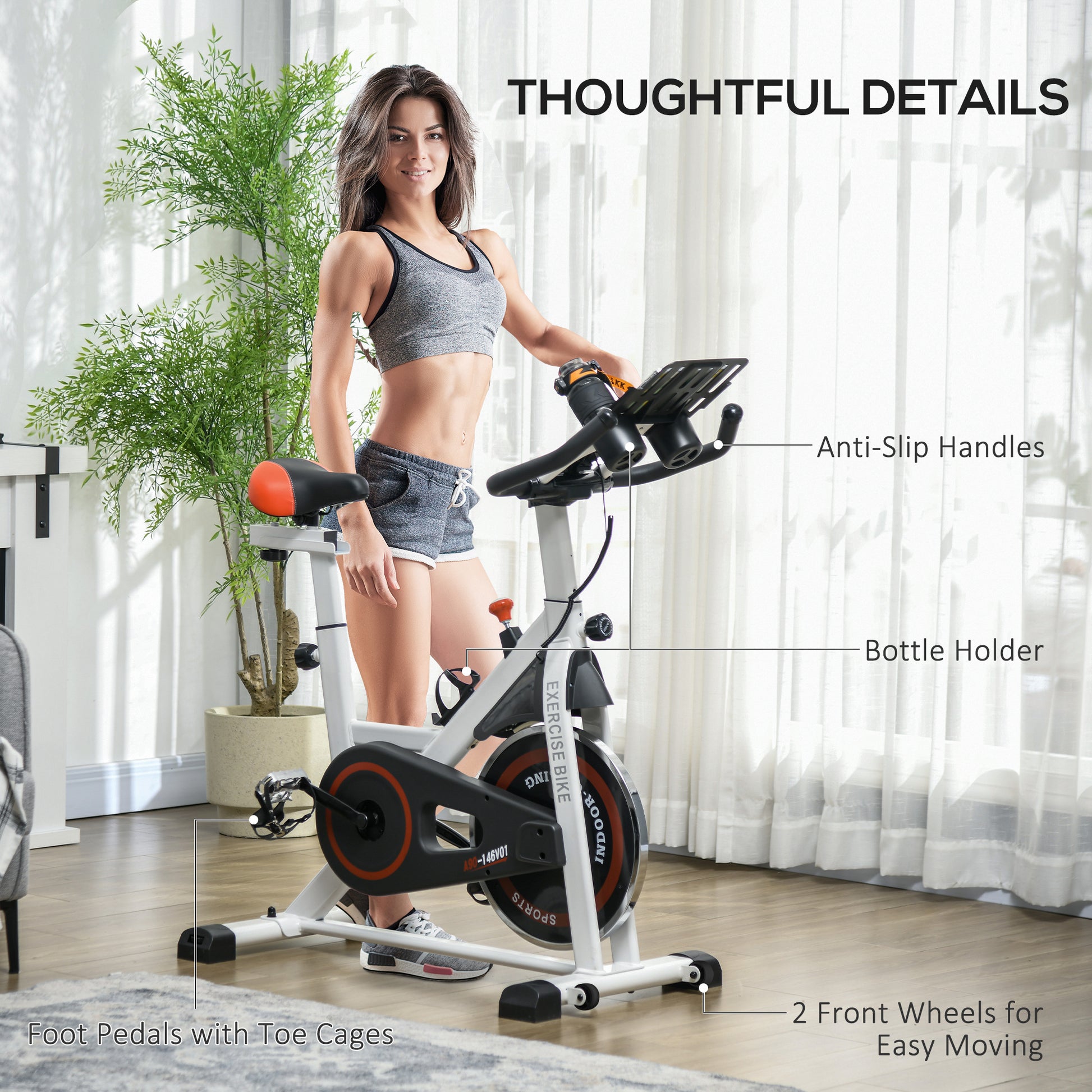 Soozier Adjustable Upright Stationary Exercise Bike with LCD Display, Suitbale for Beginer and Home Gym, Indoor Cycling 