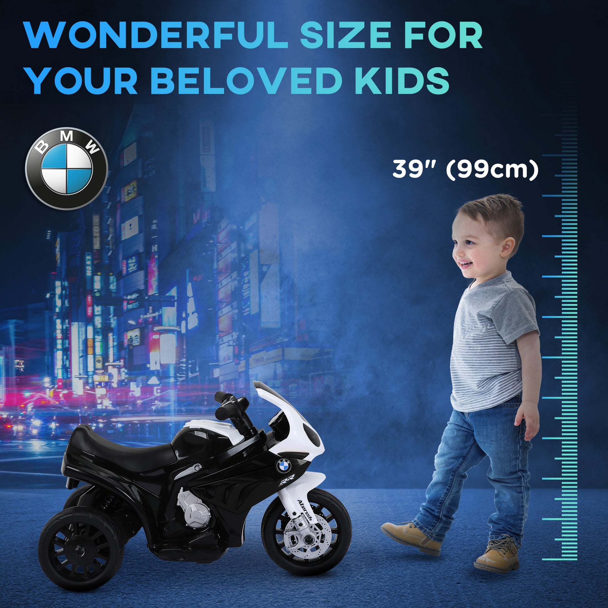 VarietyKart Kids Motorcycle, 6V Battery Powered Toddler Motorcycle with Headlight, Music, 3 Wheels Electric Motorcycle f