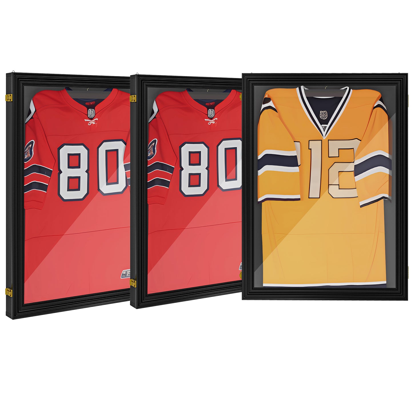 Set of 3 Jersey Display Frame Case, Acrylic Sports Shirt Shadow Box for Basketball Football Baseball, 23.5" x 31.5", Bla