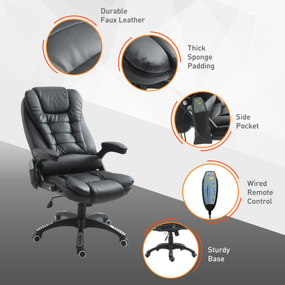 Executive Office Chairs Heated Massage High Back Reclining Office Chair Swivel Leather Adjustable Vibrating Furniture Bl
