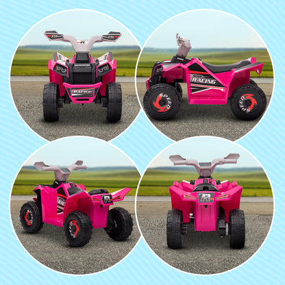 VarietyKart 6V Quad Kids Electric Car with Wear-resistant Wheels, for Boys and Girls Aged 18-36 Months, Pink