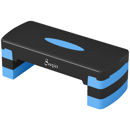 Soozier Aerobic Exercise Step Platform, 4"/6"/8" Adjustable Aerobic Stepper with Risers, Workout Stepper for Home Gym, B