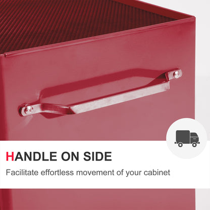 5-Drawer Rolling Tool Cabinet on Wheels, Lockable Tool Chest, Tool Organizer for Garage, Factory and Workshop, Red