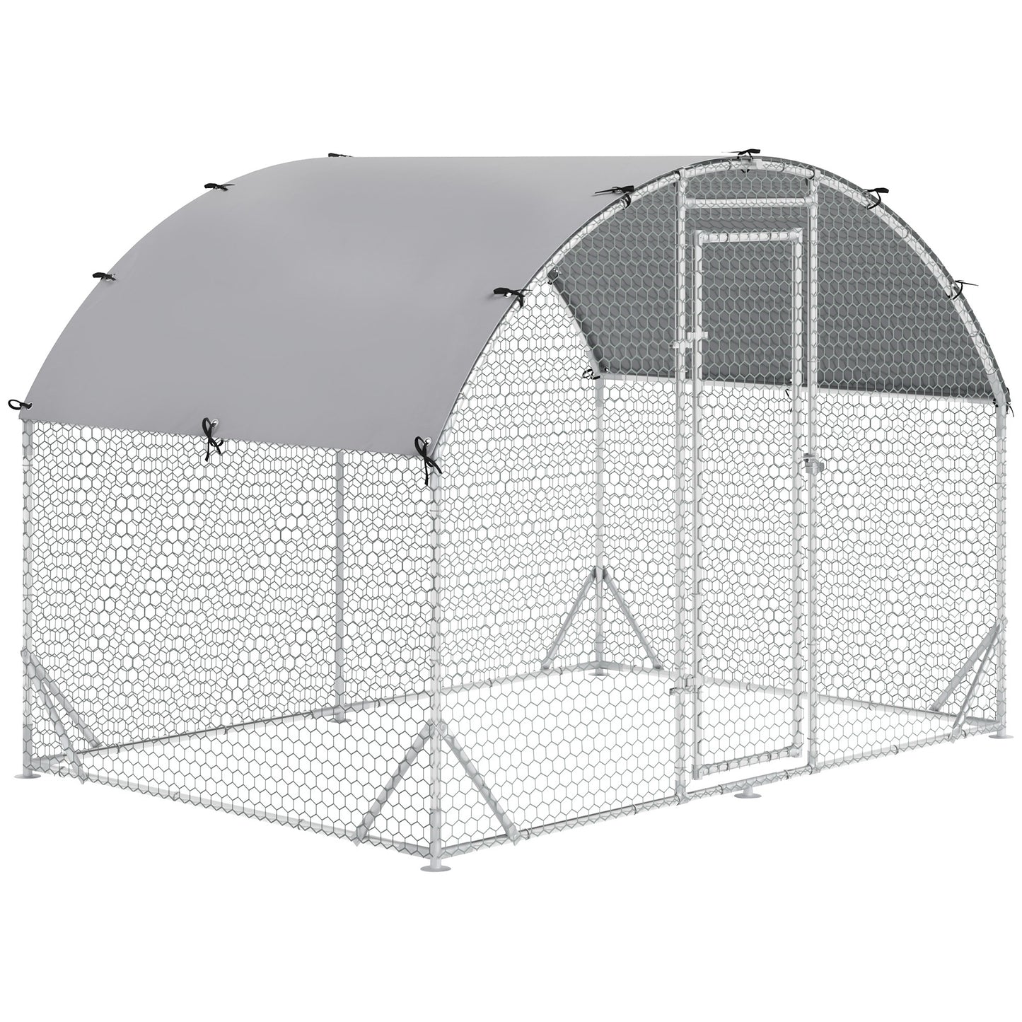 Galvanized Large Metal Chicken Coop Cage Walk-in Enclosure Poultry Hen Run House Playpen Rabbit Hutch with Cover for Out