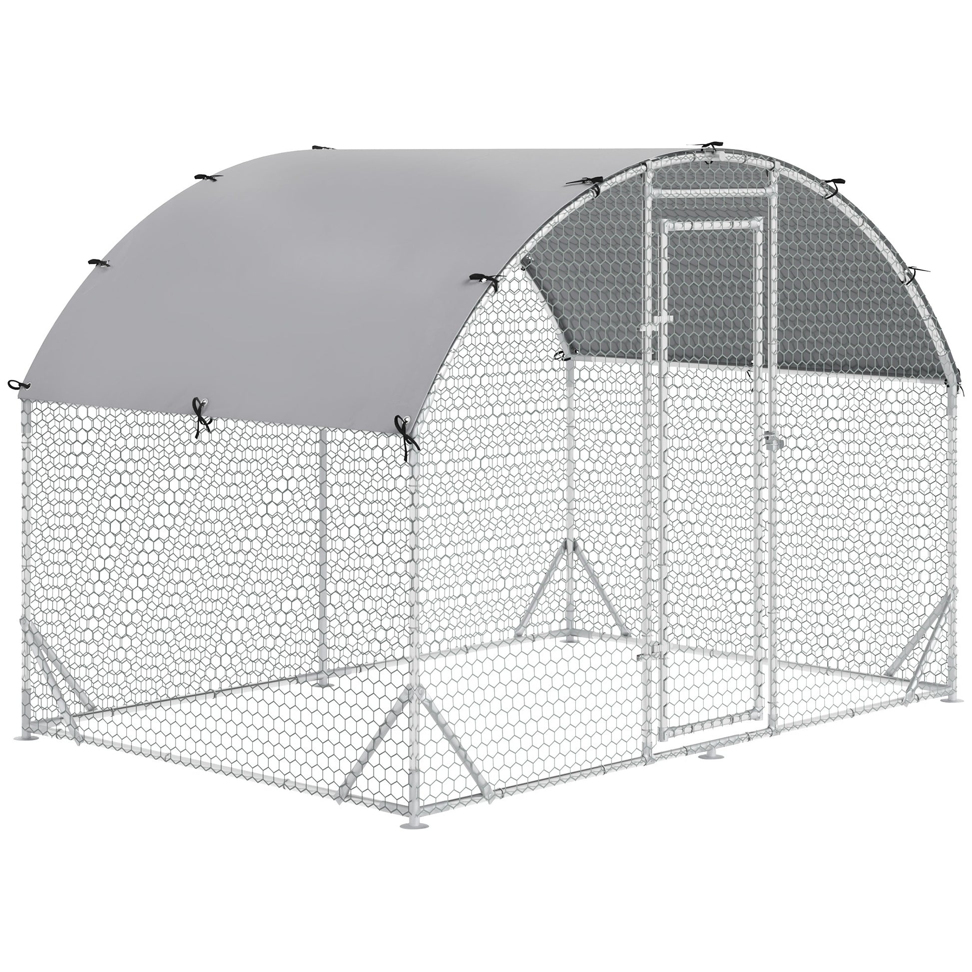 Galvanized Large Metal Chicken Coop Cage Walk-in Enclosure Poultry Hen Run House Playpen Rabbit Hutch with Cover for Out