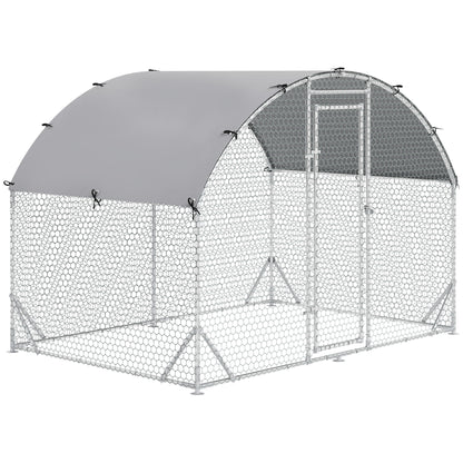 Galvanized Large Metal Chicken Coop Cage Walk-in Enclosure Poultry Hen Run House Playpen Rabbit Hutch with Cover for Out