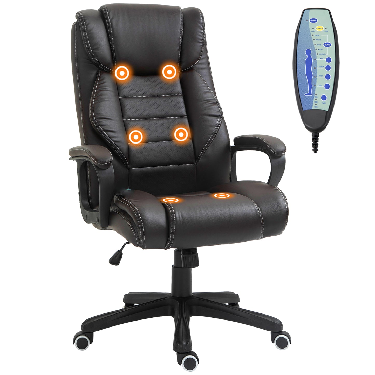 Massage Office Chair, High Back Executive Office Chair with 6-Point Vibration, Timer, Adjustable Height, Swivel Seat and