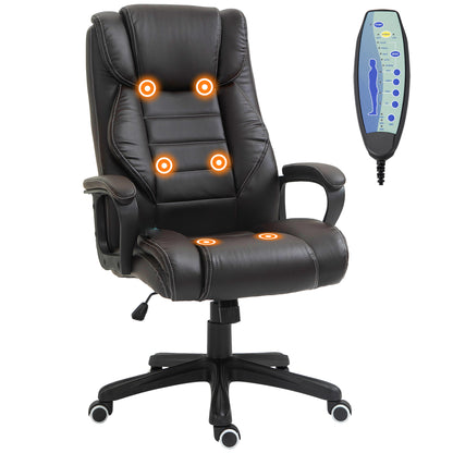 Massage Office Chair, High Back Executive Office Chair with 6-Point Vibration, Timer, Adjustable Height, Swivel Seat and
